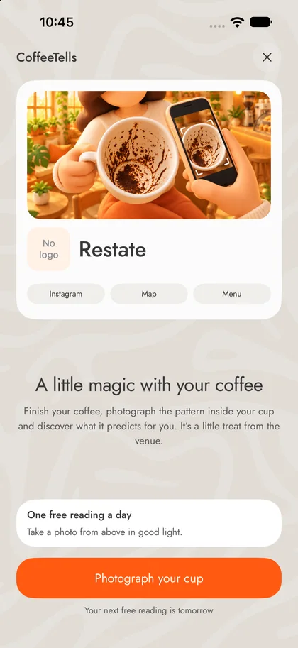 Real app screen · demo venue