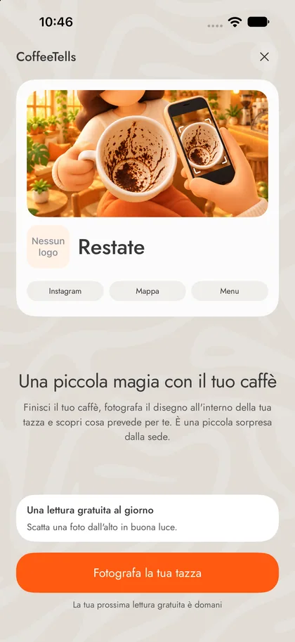 Schermata reale dell’app · locale di esempio