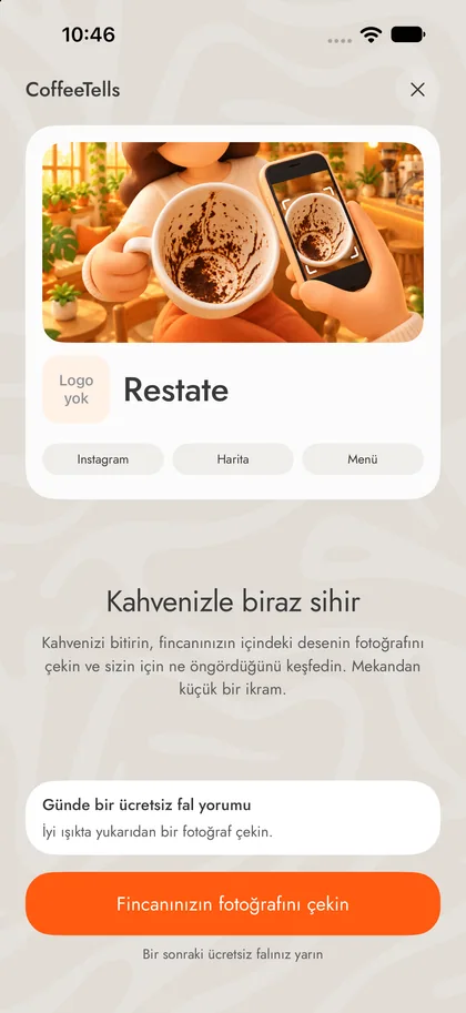 Gerçek uygulama ekranı · örnek işletme