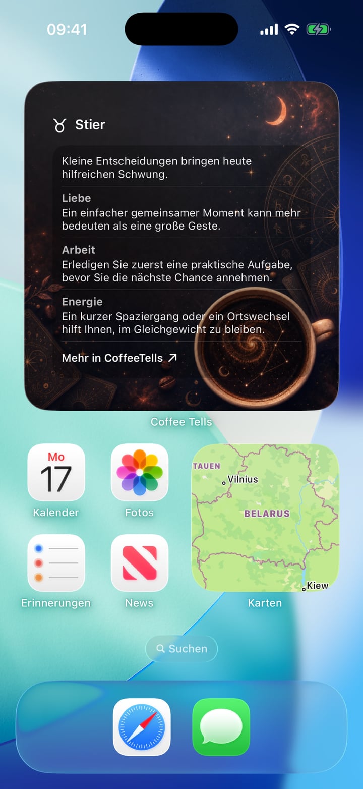 Halte den Home-Bildschirm gedrückt, tippe auf Bearbeiten und dann auf Widget hinzufügen.